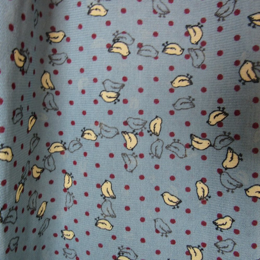 Bird Print Sheer Flutter Sleeve Tie Neck Blouse - Picture 7 of 7